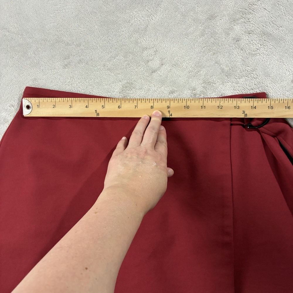 NWT Spanx Ponte Wrap Mini Skirt Deep Red Women's M 90s Minimalist Quiet Luxury - Picture 10 of 13